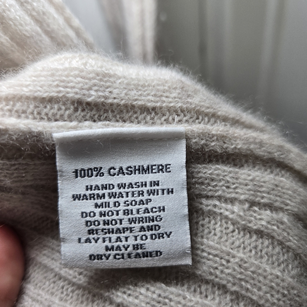 Alashan Womens Cashmere Open Front Cardigan Size L Cream Quiet Luxury Minimalist - Picture 13 of 14